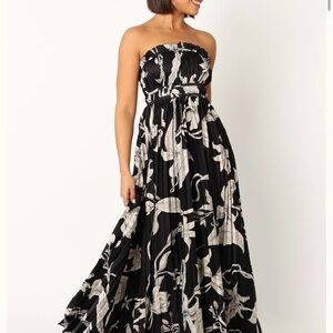 Petal & Pup Black and Cream Strapless Dress